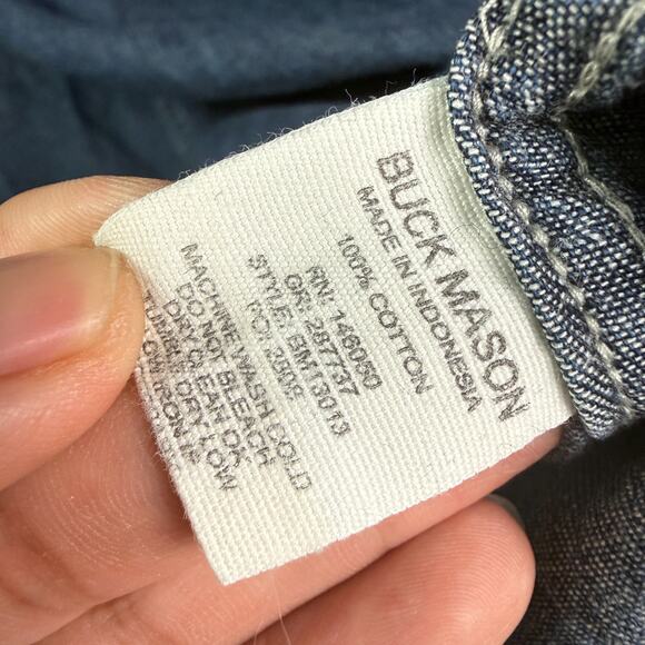 Buck Mason Vintage One Pocket Denim Shirt Mens Small Blue Indigo Long Sleeve - Picture 6 of 11